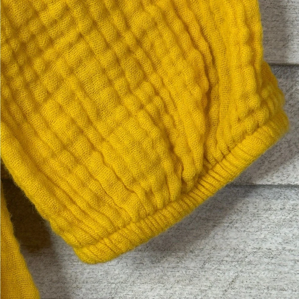 OshKosh B’gosh Mustard Yellow Gauze Dress. Embroidered Trim. 4T. Great Condition